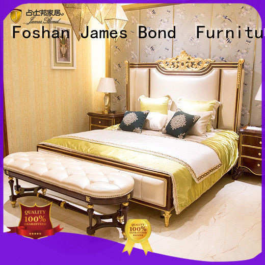 James Bond classical bed 14k gold and solid wood White JP660