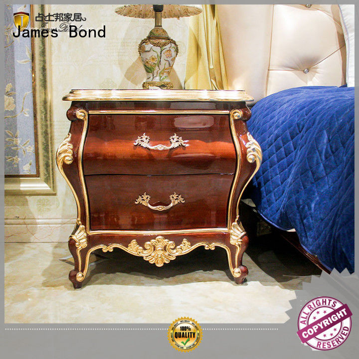 James Bond solid wood traditional bedside table wholesale for hotel