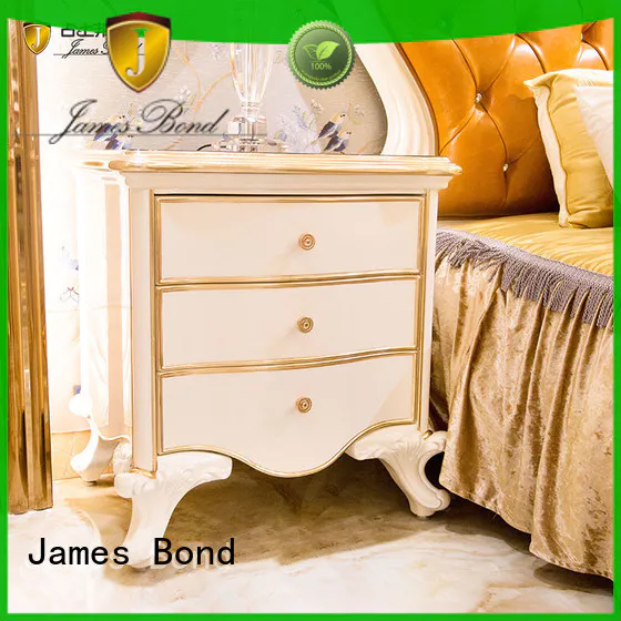 James Bond  Classical bedside table designs 14k gold and solid wood  JP651（White）