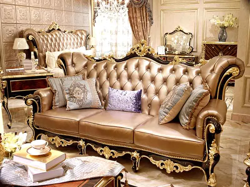 leather sofa traditional style gold classic Warranty James Bond